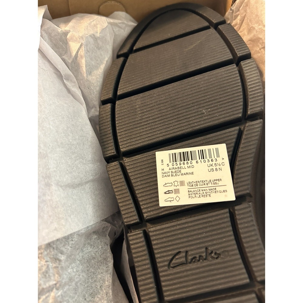 Clarks Airabell Mid Navy Suede Wedges Leather Closed Toe NEW Size 8 N - Picture 8 of 8